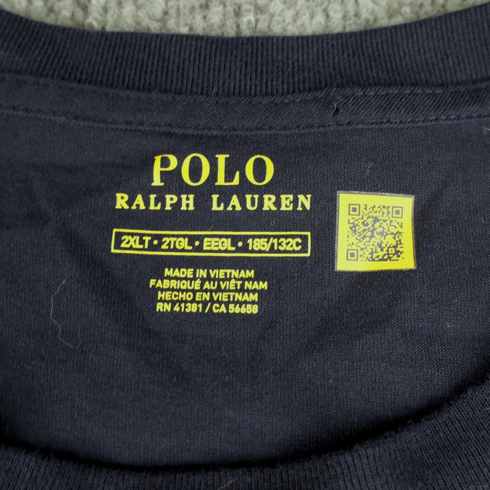 Polo Ralph‎ Lauren Shirt Mens 2XLT Tall Blue Long Sleeve Cotton Tee Pony Logo - Picture 3 of 9